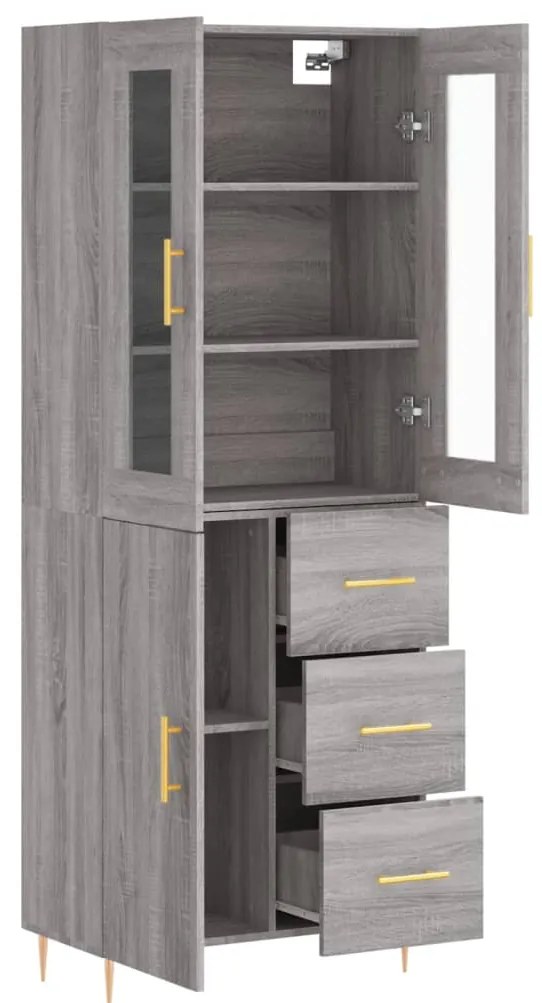 vidaXL Ντουλάπι Γκρι Sonoma 69,5 x 34 x 180 εκ. Επεξεργασμένο Ξύλο