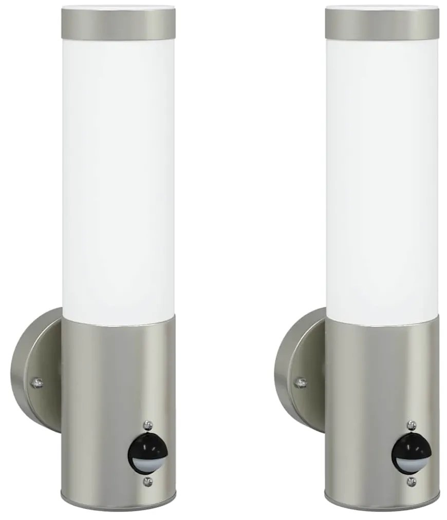 vidaXL Εξωτερικά Φωτιστικά Τοίχου 2 pcs Ασημί 12 x 7.5 x 29 εκ