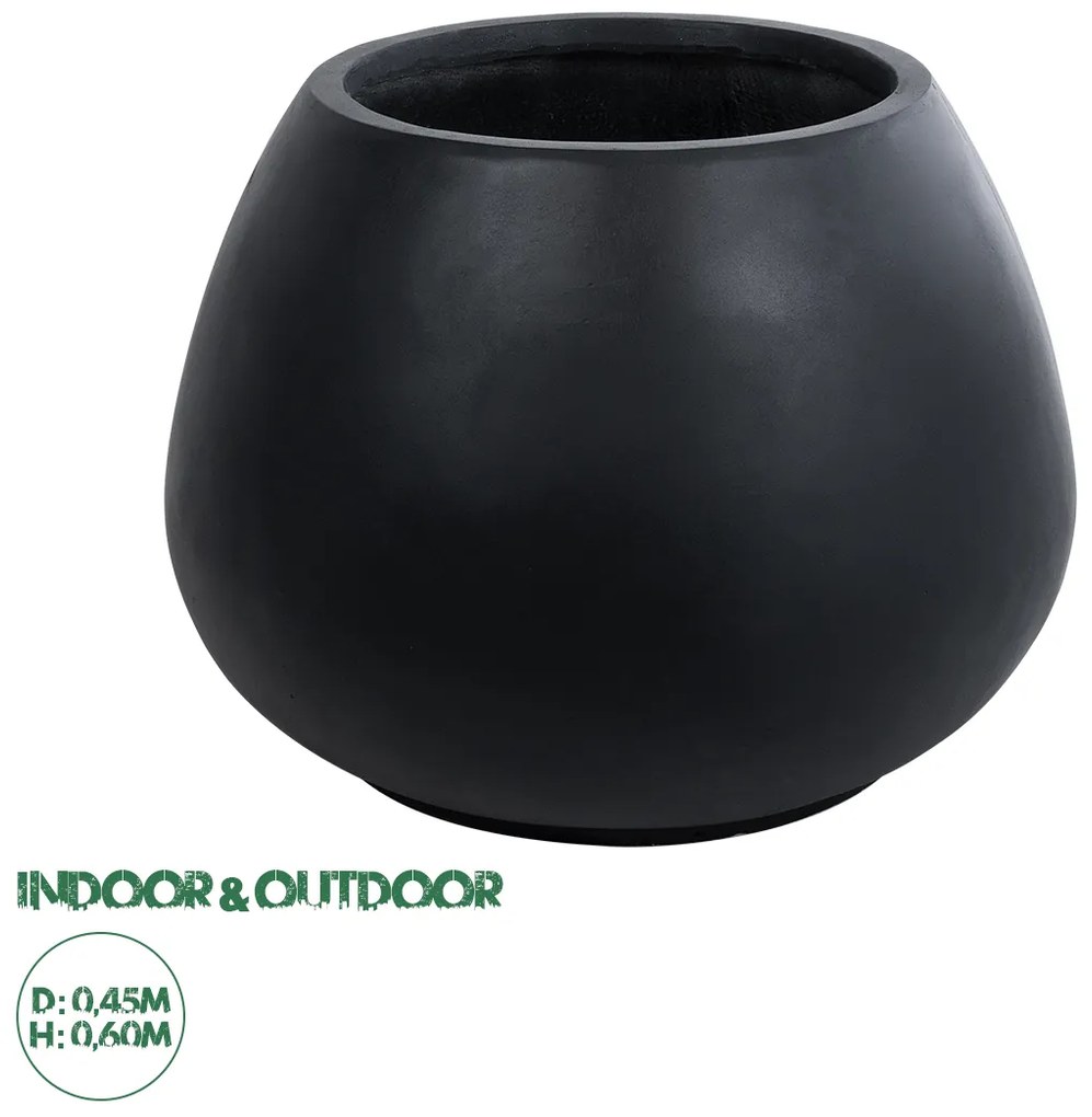20695 GloboStar® Artificial Garden COLOMBO 20695 Διακοσμητικό Πολυεστερικό Τσιμεντένιο Κασπώ Γλάστρα - Flower Pot Μαύρο Φ60 x Υ45cm
