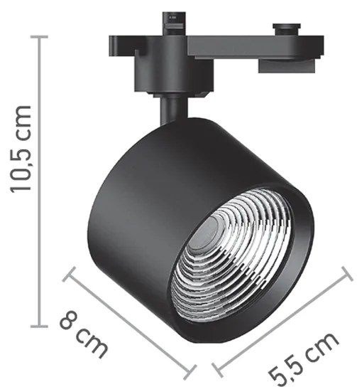 InLight Σποτ Ράγας Μαύρο LED 10W 4000K D:5,5cmX10,5cm (T00502-BL)