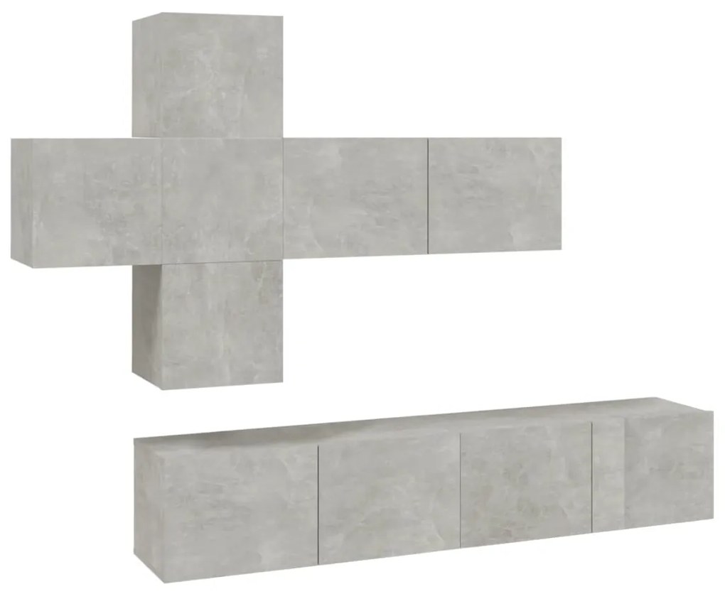 vidaXL Σετ Επίπλων Τηλεόρασης 7 Τεμαχίων Γκρι Σκυρ. Επεξεργασμένο Ξύλο