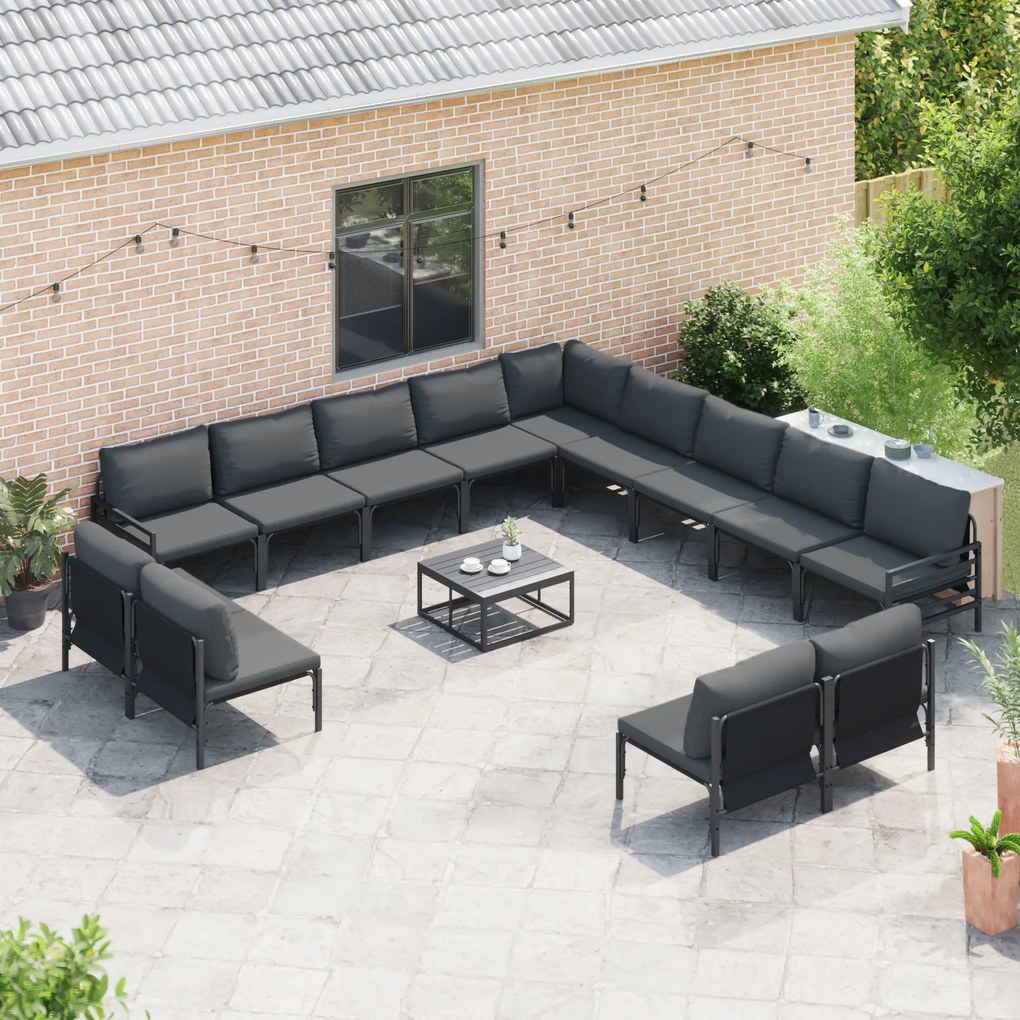 vidaXL Σετ Καναπέ Κήπου 13 pcs Ανθρακί Ατσάλι
