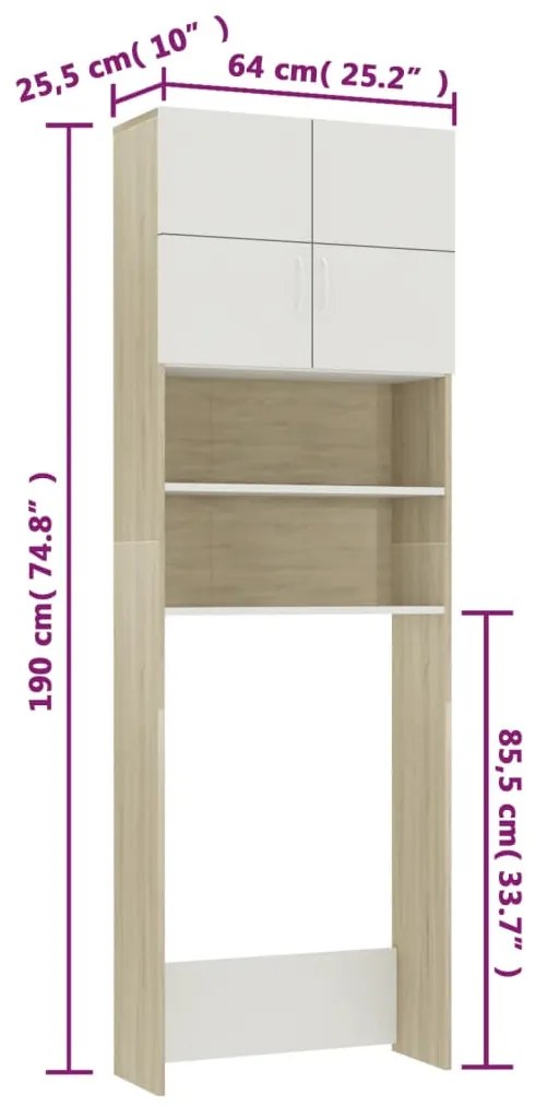 ΝΤΟΥΛΑΠΙ ΠΛΥΝΤΗΡ. ΛΕΥΚΟ ΚΑΙ SONOMA ΔΡΥΣ 64 X 25,5 X 190 ΕΚ. 800032