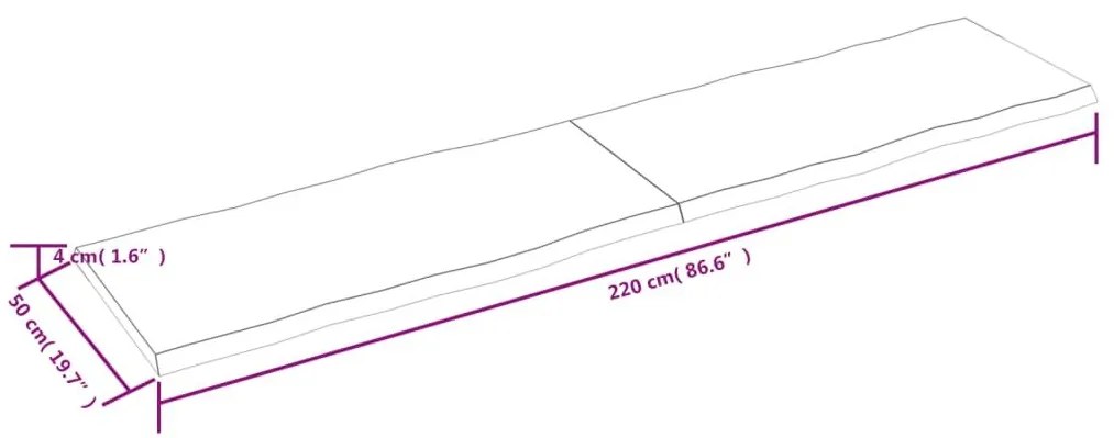 Επιφ Τραπεζιού Αν Καφέ 220x50x(2-4)εκ.Ακατέργ. Μασίφ Ξύλο Δρυός - Καφέ