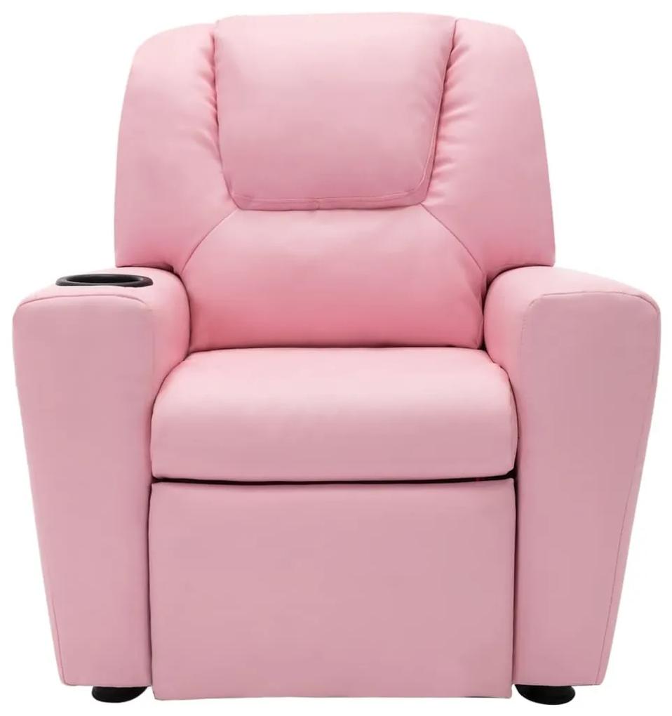 Πολυθρόνα Παιδική Ανακλινόμενη Ροζ από Συνθετικό Δέρμα - Ροζ