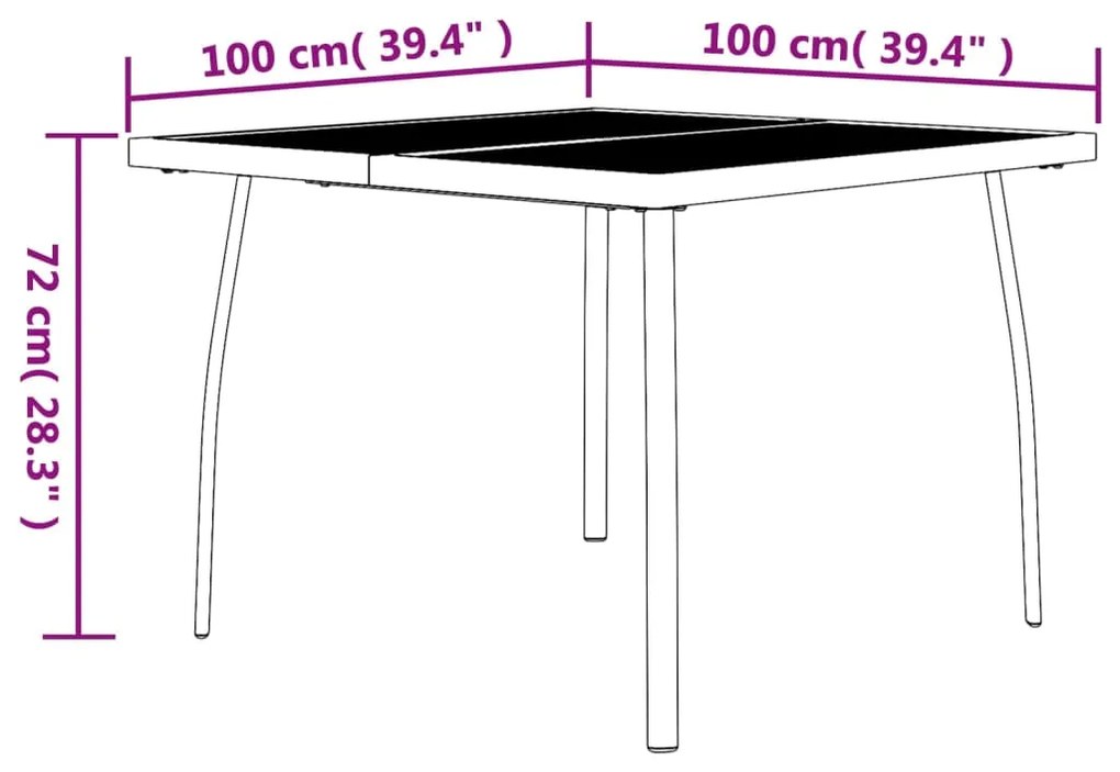 vidaXL Τραπέζι Κήπου Ανθρακί με Πλέγμα 100x100x72 εκ. Ατσάλινο