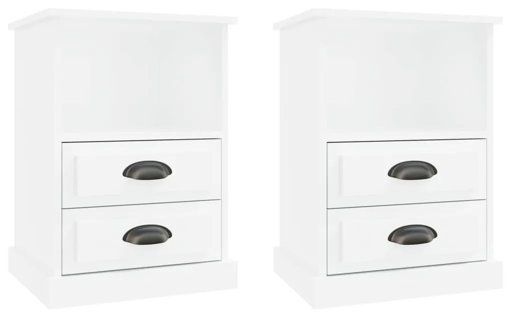vidaXL Κομοδίνα 2 τεμ. Γυαλιστερό Λευκό 43x36x60 εκ.