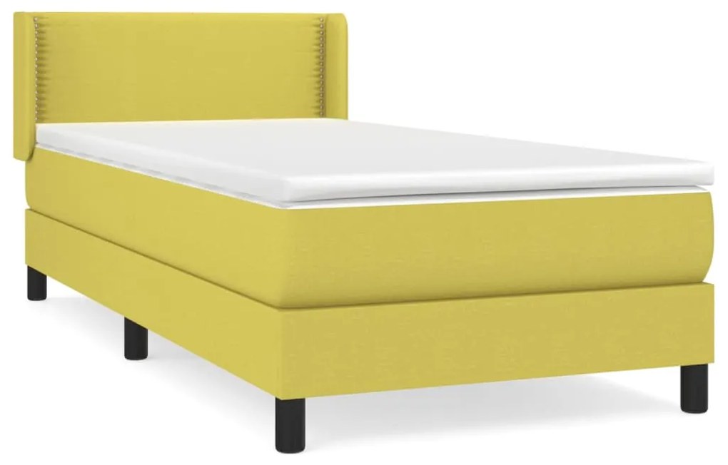 vidaXL Κρεβάτι Boxspring με Στρώμα Πράσινο 100 x 200 εκ. Υφασμάτινο