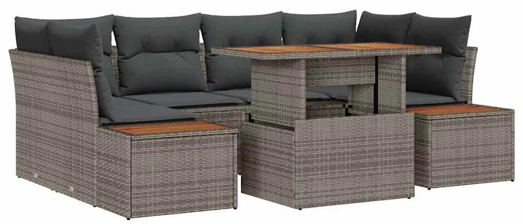 vidaXL Σέτ φαγητού για κήπο 7 pcs Γκρι, Καφέ 100 x 55 x 73 εκ