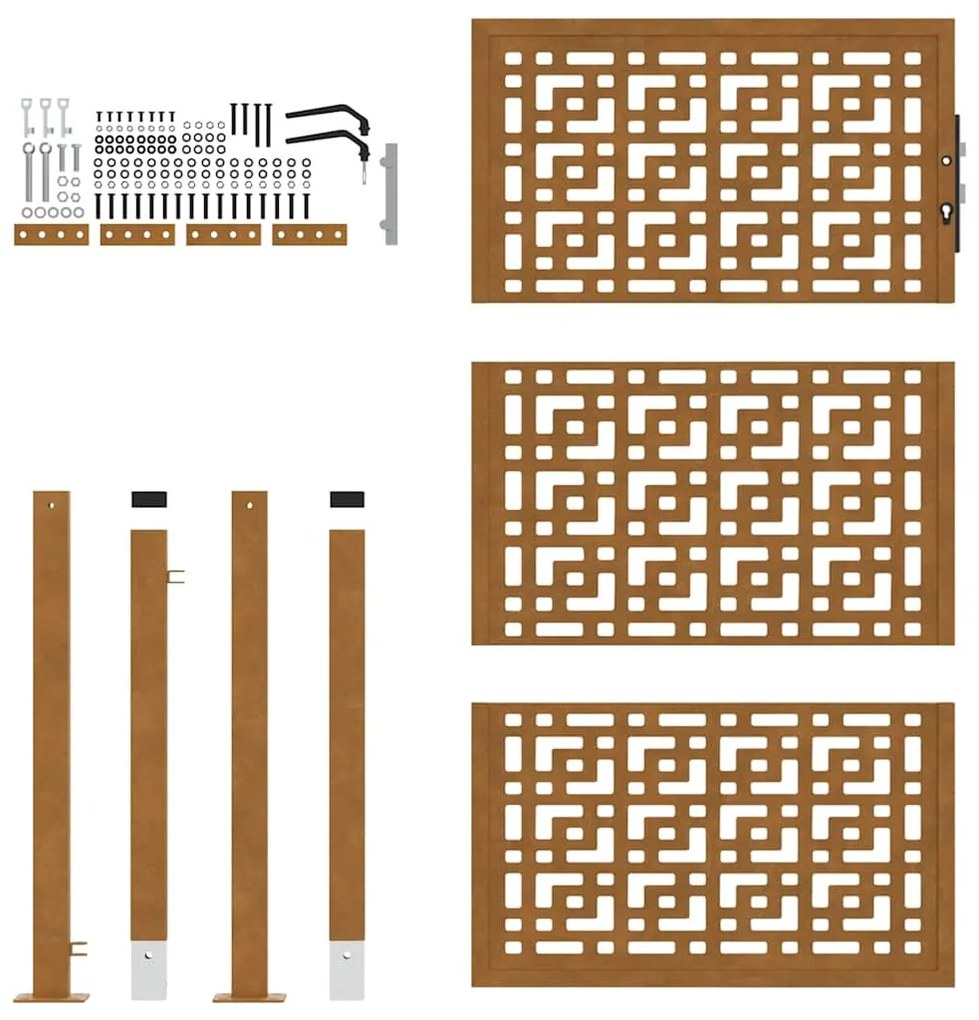 vidaXL Πύλη κήπου 105x155 cm Σταυρός σχεδιασμού από διαβρωμένο χάλυβα