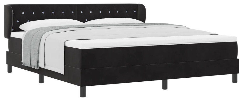 vidaXL Κρεβάτι Box Spring με Ματ Στρώμα Μαύρο 180x200 εκ Βελούδο