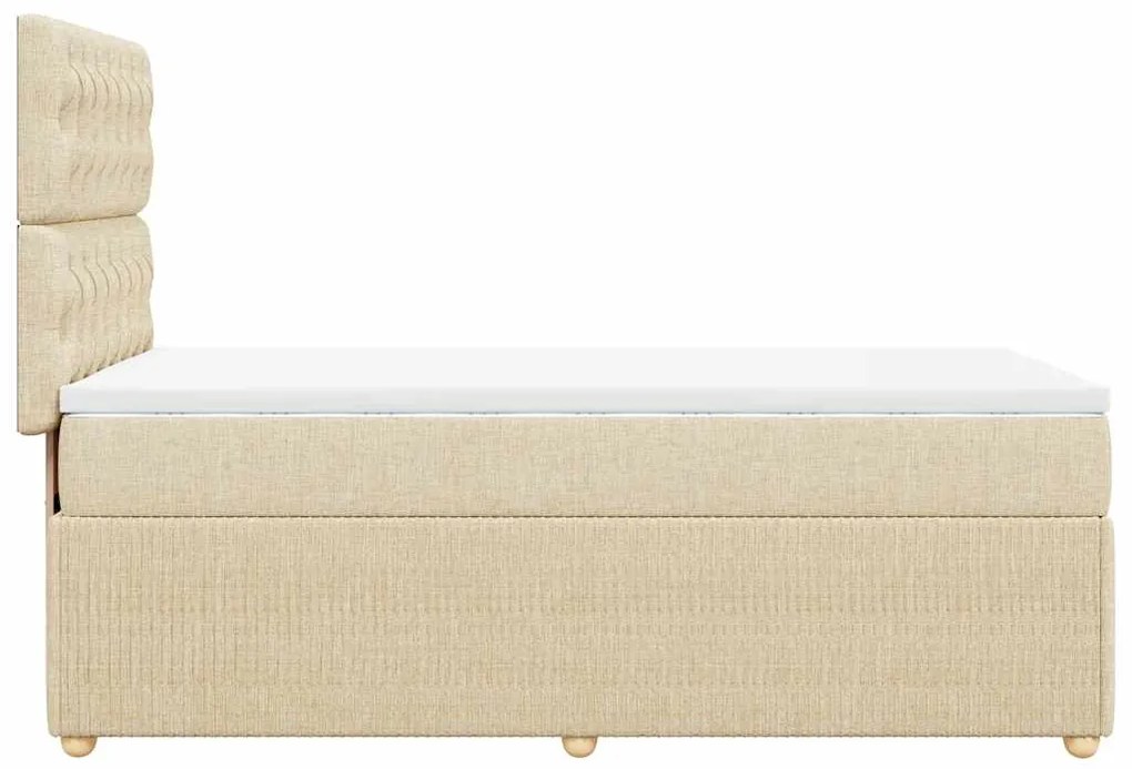 vidaXL Κρεβάτι Boxspring με Στρώμα Κρεμ 90x200 εκ.Υφασμάτινο
