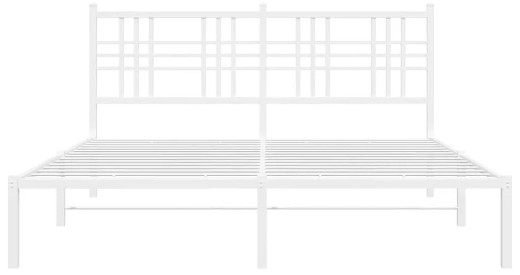 Πλαίσιο Κρεβατιού με Κεφαλάρι Λευκό 160x200 εκ. Μεταλλικό - Λευκό