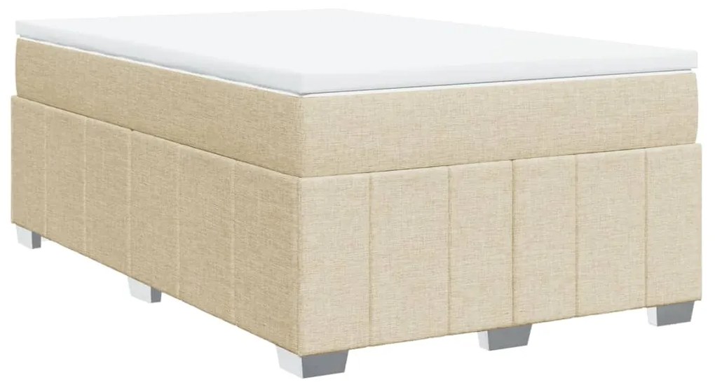 vidaXL Κρεβάτι Boxspring με Στρώμα Κρεμ 120x190 εκ. Υφασμάτινο