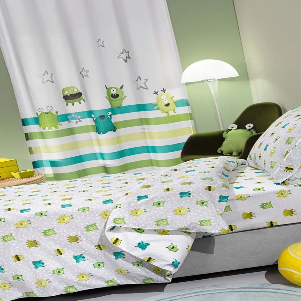 Κουρτίνα Παιδική Soft-Touch Monsters Lime Saint Clair 160x240 cm 160x240cm Πολυέστερ