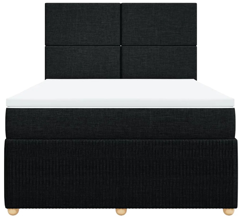 vidaXL Κρεβάτι Boxspring με Στρώμα Μαύρο 140x190 εκ. Υφασμάτινο