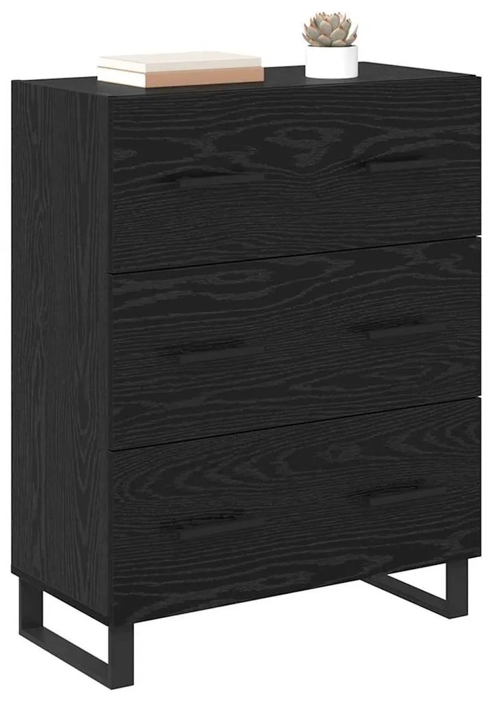 vidaXL Πλαϊνό γραφείο με συρτάρι Μαύρη Οξυά 69,5 x 34 x 90 εκ.