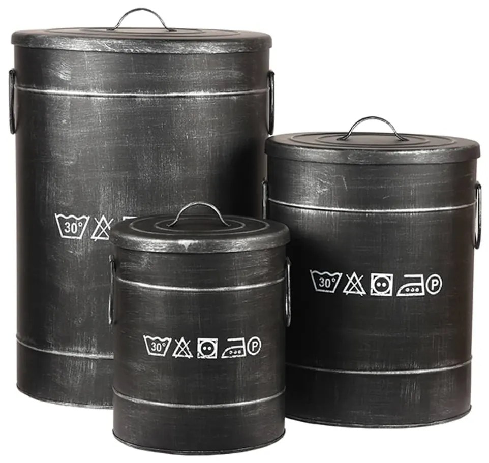 LABEL51 Καλάθι Απλύτων Χρώμα Αντικέ Μαύρο 40 x 40 x 58 εκ. L
