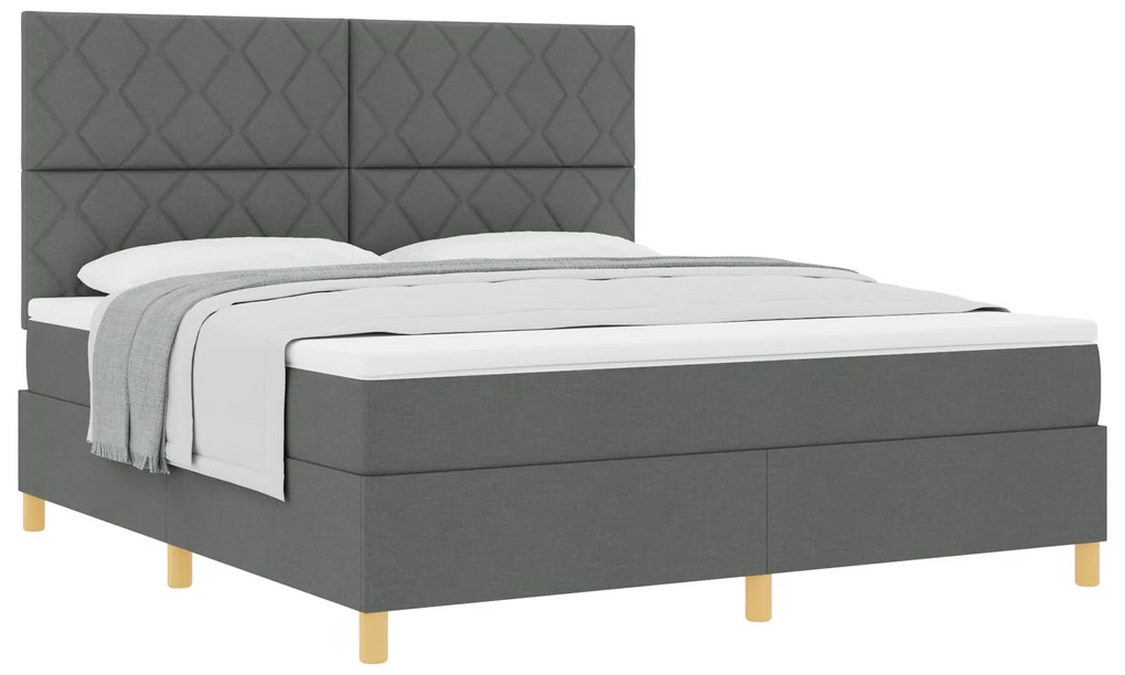 vidaXL κρεβάτι Box Spring με στρώμα σκούρο γκρι Super King ύφασμα