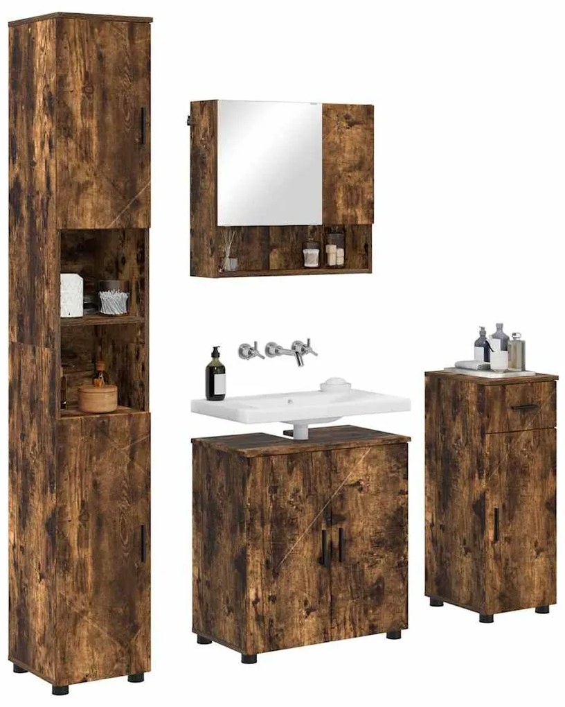 vidaXL Σετ Επίπλων Μπάνιου 4 pcs Καπνιστή δρυς 61 x 35 x 64 εκ.
