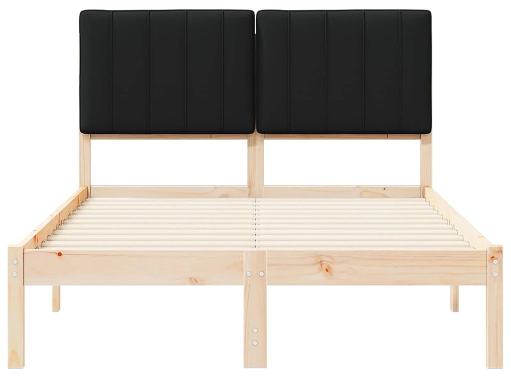 vidaXL Σκελετός Κρεβατιού με Επενδεδυμένο Κεφαλάρι Μαύρο 120 x 190 cm