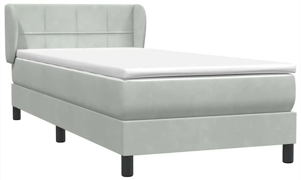 BOX SPRING ΚΡΕΒΑΤΙ ΜΕ ΣΤΡΩΜΑ ΑΝΟΙΧΤΟ ΓΚΡΙ 90X210 CM ΒΕΛΟΥΔΙΝΟ 3317511