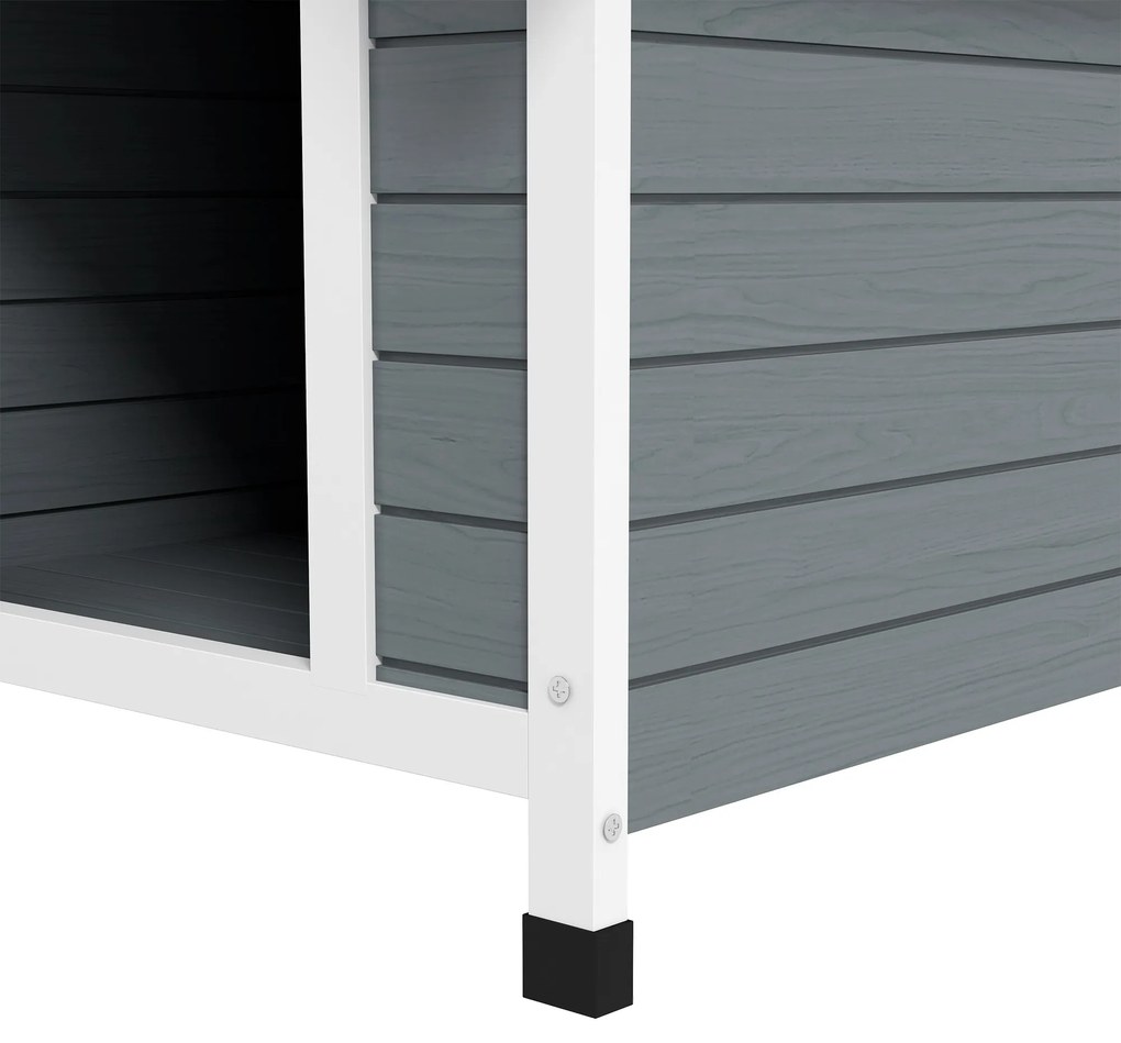 Σκυλόσπιτο, ανθεκτικό στις καιρικές συνθήκες, αφαιρούμενος πάτος, ξύλο ελάτης, 75x88x82 εκ., Γκρι/Μαύρο