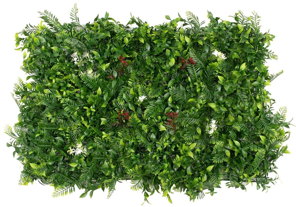 78407 Artificial - Συνθετικό Τεχνητό Διακοσμητικό Πάνελ Φυλλωσιάς - Κάθετος Κήπος Ίληξ - Νάνος Φτέρη - Κοράλι - Κουφέα Πράσινο Μ60 x Υ40 x Π10cm
