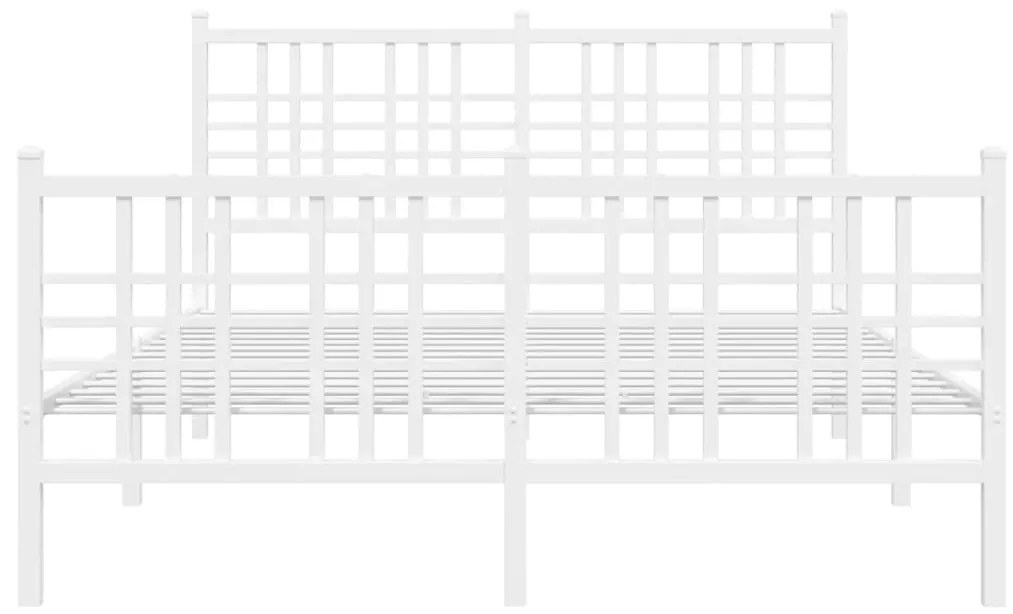 vidaXL Πλαίσιο Κρεβατιού με Κεφαλάρι&Ποδαρικό Λευκό 140x190εκ. Μέταλλο