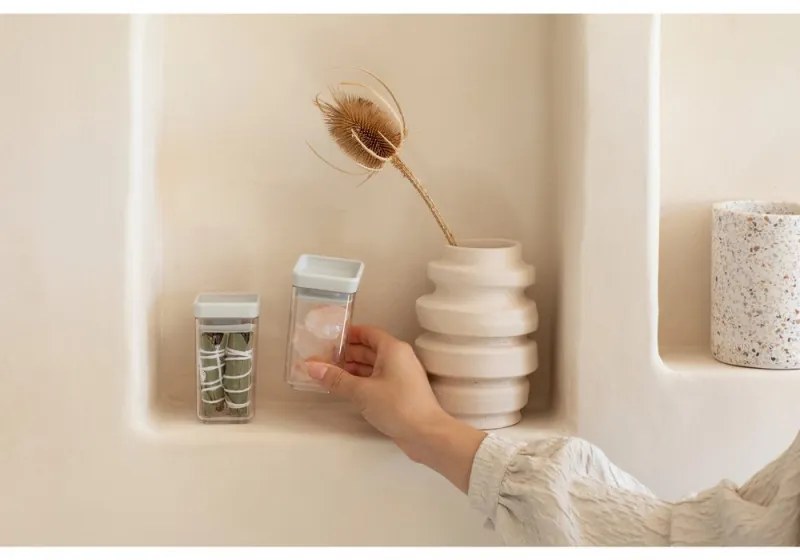 Σετ 2 τεμ. βάζα μπαχαρικών Brabantia Tasty+ Stackable 1008884, 150 ml, χωρίς BPA, Καινοτόμα καπάκια, Διαφανές/Γκρι