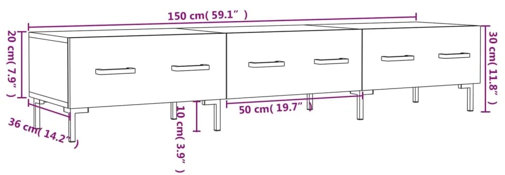 Έπιπλο Τηλεόρασης Μαύρο 150x36x30 εκ. από Επεξεργασμένο Ξύλο - Μαύρο