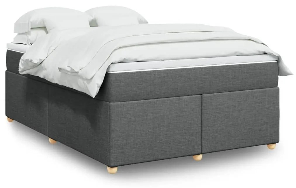 Κρεβάτι Boxspring με Στρώμα Σκούρο Γκρι 140x200 εκ Υφασμάτινο - Γκρι