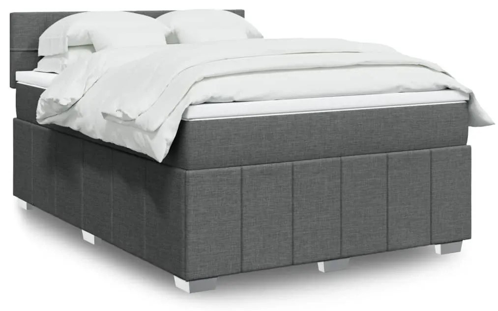 ΚΡΕΒΑΤΙ BOXSPRING ΜΕ ΣΤΡΩΜΑ ΣΚΟΥΡΟ ΓΚΡΙ 160X200 ΕΚ ΥΦΑΣΜΑΤΙΝΟ 3289420