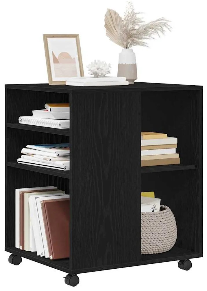 vidaXL Ντουλάπι αποθήκευσης με τροχούς Μαύρη Οξυά 60 x 53 x 72,5 εκ