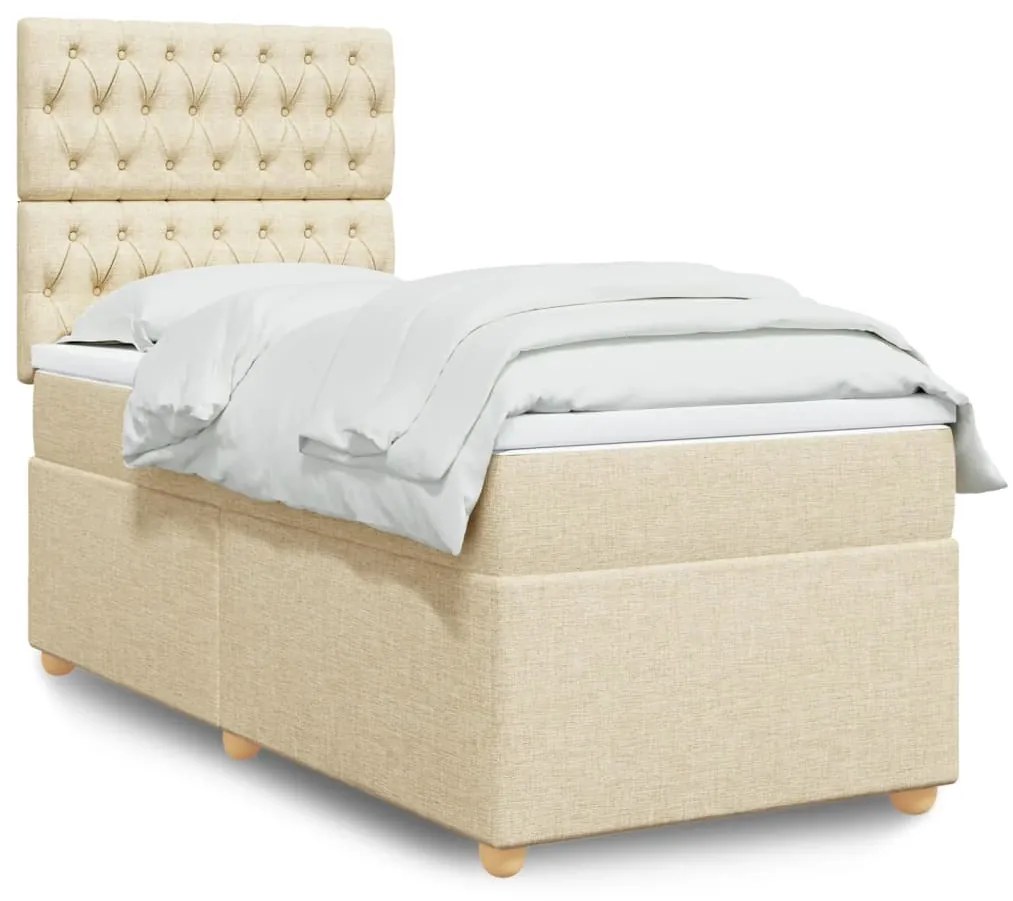 vidaXL Κρεβάτι Boxspring με Στρώμα Κρεμ 80 x 200 εκ. Υφασμάτινο