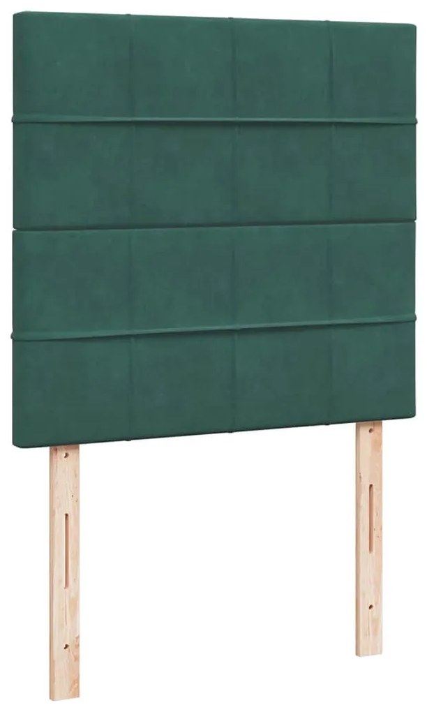 vidaXL Κρεβάτι Boxspring με Στρώμα Σκούρο Πράσινο 90x200 εκ. Βελούδινο