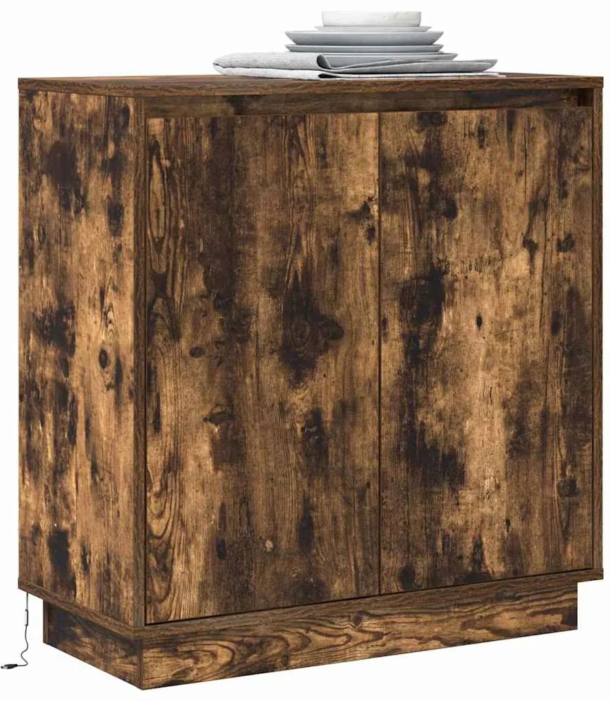 vidaXL Κομοδίνο Καπνιστό Δρύς 71 x 34.5 x 75 εκ. Επεξεργασμένο ξύλο