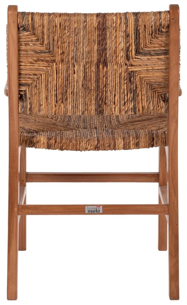 Καρέκλα-Πολυθρόνα Τραπεζαρίας C9400.01 Ξύλο Teak και Ψάθα Καρυδί-Μπέζ 54x58x86,5Yεκ. 54x58x86.5 εκ.