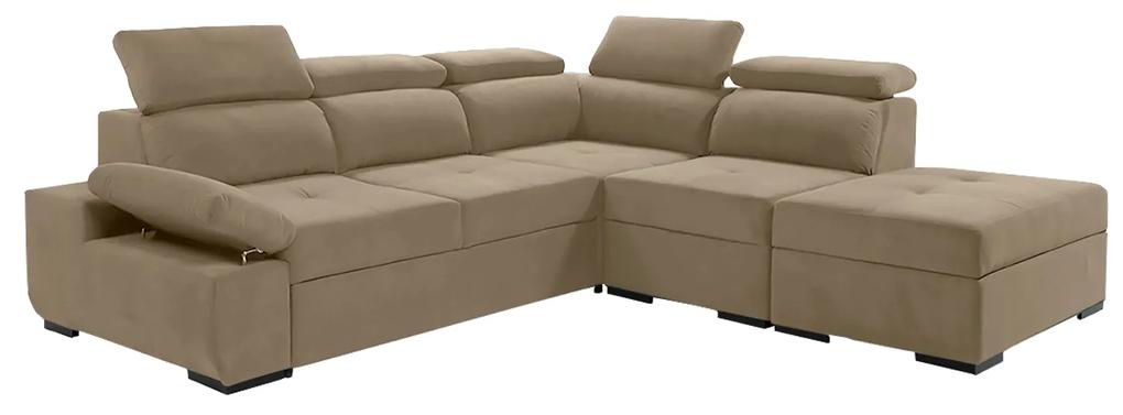Γωνιακός καναπές κρεβάτι Amelia με αποθηκευτικό χώρο, Σκούρο Μπεζ 280x253x85cm Δεξιά γωνία - AME-TED-23