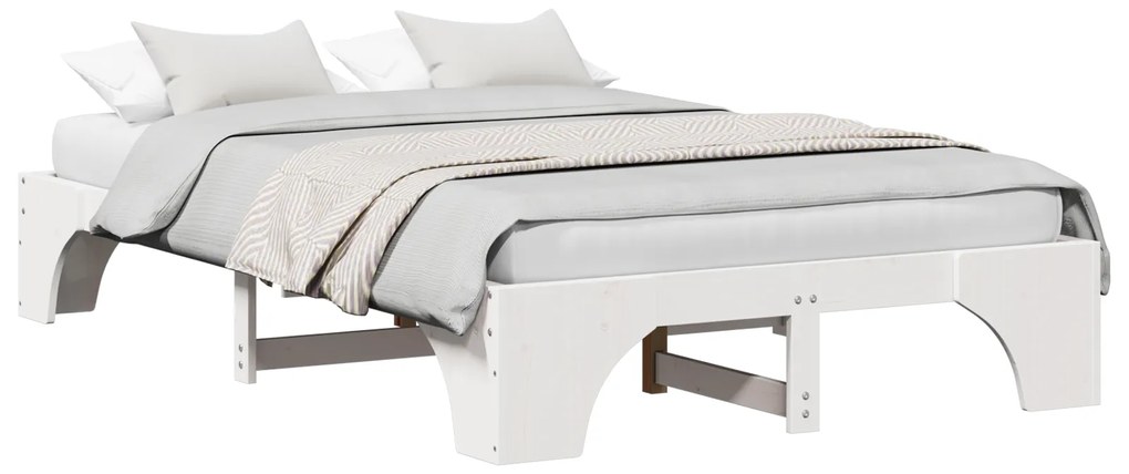 vidaXL Κρεβάτι Λευκό Αντοχής ξύλο 120 x 190 cm Κρεβάτι Ορθογώνιο