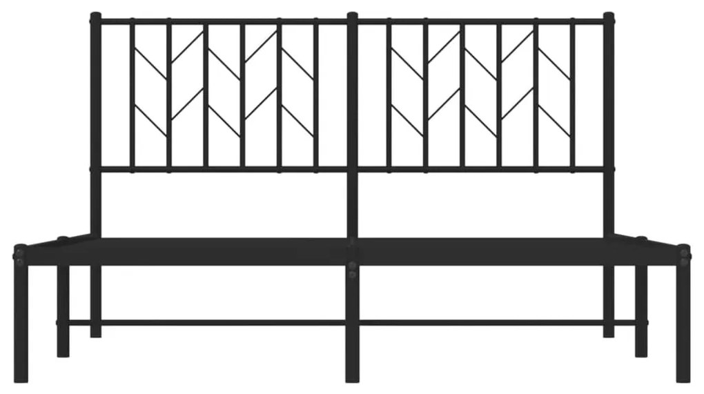 Μεταλλικό Πλαίσιο Κρεβατιού με Κεφαλάρι Μαύρο 135 x 190 εκ. - Μαύρο