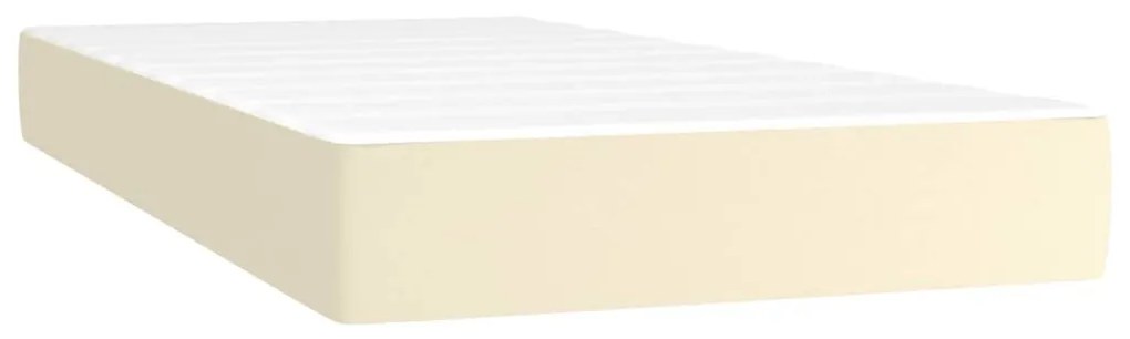 Κρεβάτι Boxspring με Στρώμα &amp; LED Κρεμ 200x200 εκ. Συνθ. Δέρμα - Κρεμ