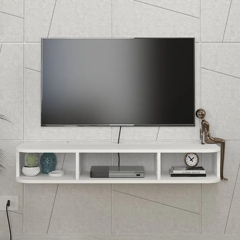 Έπιπλο τηλεόρασης επιτοίχιο Bask Megapap με LED χρώμα λευκό 120x29,6x19,2εκ. - GP042-0307,1