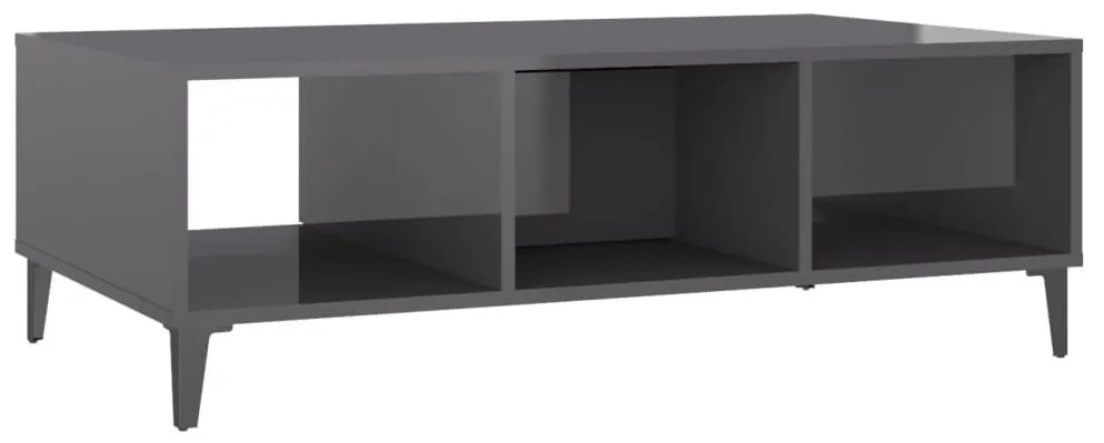 Τραπεζάκι Σαλονιού Γυαλιστερό Γκρι 103,5x60x35 εκ. Επεξ. Ξύλο - Γκρι