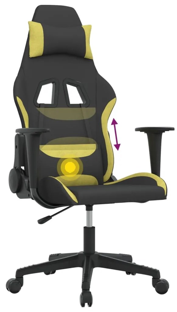 vidaXL Καρέκλα Μασάζ Gaming Μαύρο και Αν. Πράσινο Υφασμάτινη