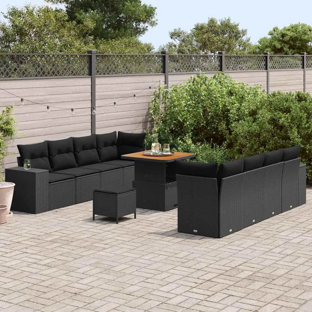 vidaXL Σετ Καναπέ Κήπου 11 pcs Μαύρο συνθετικό ρατάν