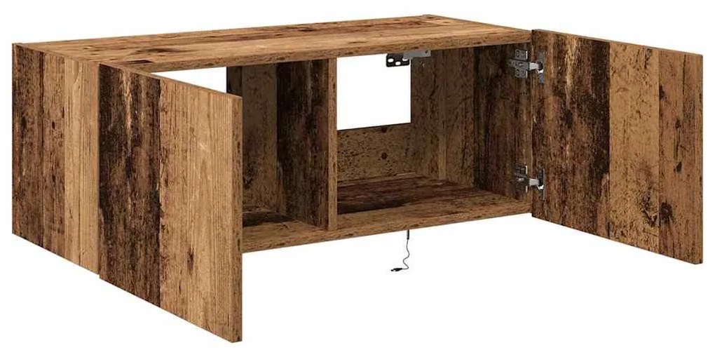 vidaXL Ντουλάπι τοίχου TV με φώτα LED παλιού ξύλου 80x35x31 εκ.