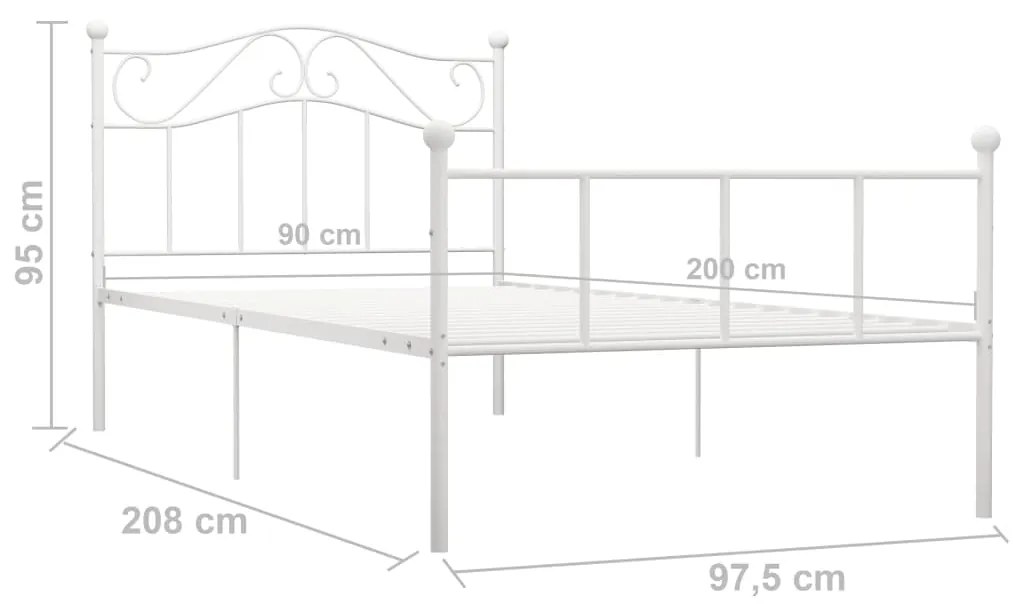 vidaXL Πλαίσιο Κρεβατιού Λευκό 90 x 200 εκ. Μεταλλικό