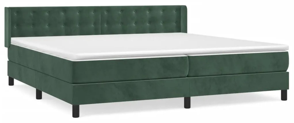 vidaXL Κρεβάτι Boxspring με Στρώμα Σκούρο Πράσινο 200x200εκ. Βελούδινο