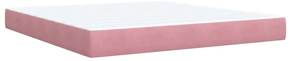 vidaXL Κρεβάτι Boxspring με Στρώμα Ροζ 180x200 εκ. Βελούδινο